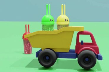 4 Cute Bunny Cups Take the Dump Truck to the Market| Bought Jumping Candy| Learn Colors for Toddlers