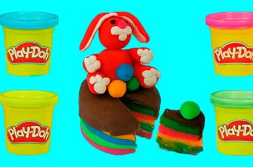 How to Make Cute Rainbow Play Doh Easter Bunny Cake