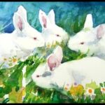 How to paint little white Bunnies, watercolor for beginners