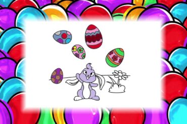 Cute Bunny Juggling Easter Eggs coloring