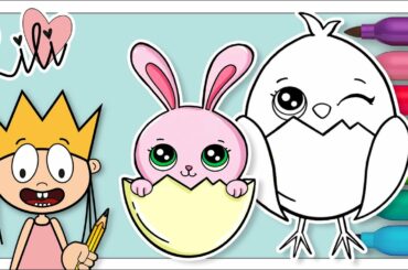 How to Draw an Easter Bunny & Baby Chick | Drawing Cute and Easy with Princess Lili