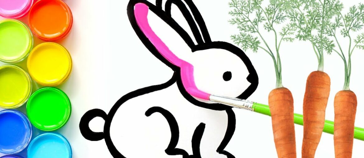 Easter Bunny Drawing and Coloring for Kids, Toddlers | Bubble Brush Art