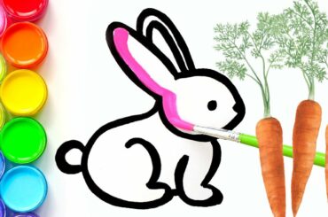 Easter Bunny Drawing and Coloring for Kids, Toddlers | Bubble Brush Art
