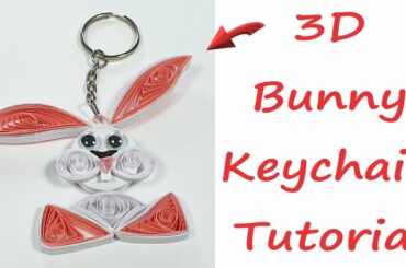 How to make a cute bunny keychain with paper quilling - Easy DIY
