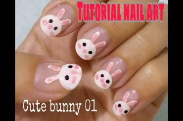 Tutorial nail art| cute bunny 01