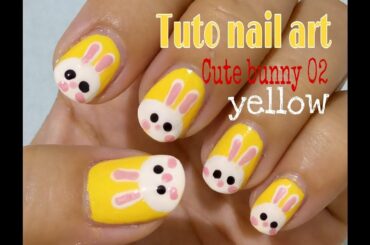 Tuto nail art | cute bunny 02 | yellow
