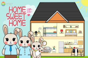 Drawing and Colouring of the Cute Bunny Family's Home | Interior Design Living Room Kitchen Bedroom