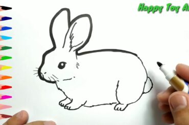 VERY EASY, learn how to draw  Cute rabbit  / drawing and coloring for kids