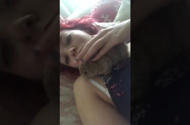 Cuddling with baby Apple the Bunny