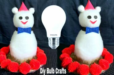 How To Make a Cute Rabbit With Old Bulb / Diy Cotton Rabbit / Best Reuse Crafts Ideas