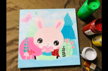 #4 Rabbit Cute |  Acrylic Painting For Beginners｜Relaxing Abstract Easy