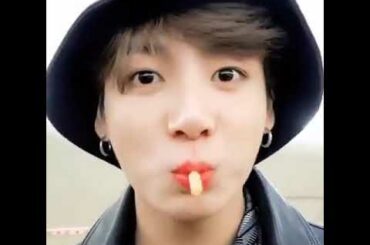 Jungkook eating like a Baby Rabbit