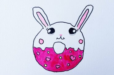 How to draw a cute donut bunny - easy child drawing