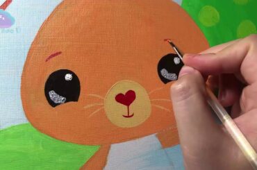 #5 Daily Challenge / Cute Rabbit Acrylic Painting / Kỹ thuật vẽ tranh acrylic