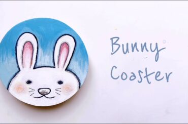Bunny Coaster | Acrylic Wood Painting | Cute Animal Drawing | Home Decor