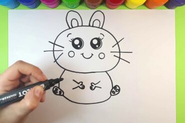 How to Draw a Cute Easter Bunny and Eggs I How to Draw Cute Thing