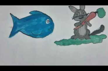 How to Draw the Rabbit and Fish With Coloring.