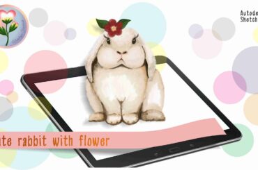 Cute rabbit with flower. Drawing on tablet. (Autodesk SketchBook)