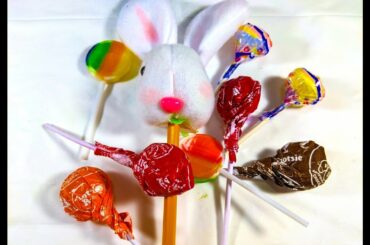 Cute Bunny Play with lollipop
