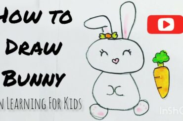 How to draw bunny or cute rabbit ~ Step by step tutorial very easy and FUN #onlinelearning #stayhome