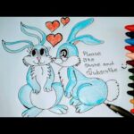 Rabbit Couple Drawing Step by Step|Cute Cartoon Rabbit Couple Drawing|Cute couple DRAWING|