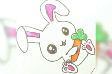 How to draw a cute rabbit  // How to draw cute bunny // kawaii bunny // kawaii art