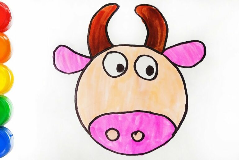 Draw And Color Cute Cow Face-Kids Drawing-Learn Coloring/Arty Bunny