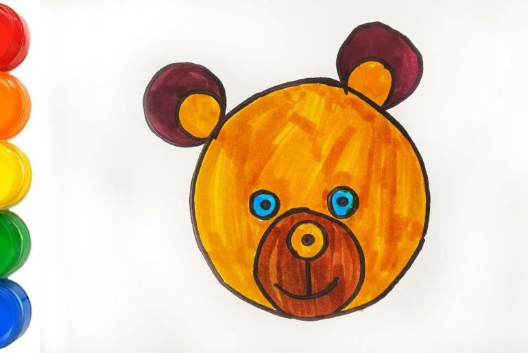Draw And Color Cute Teddy Bear Face-Kids Drawing-Learn Coloring/Arty Bunny