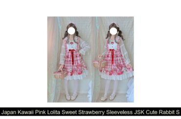 Top Japan Kawaii Pink Lolita Sweet Strawberry Sleeveless JSK Cute Rabbit Sweet Lolita JSK Dress Gir