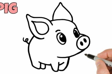 How to Draw a Piglet Baby Pig Super Easy | Cute animals drawings