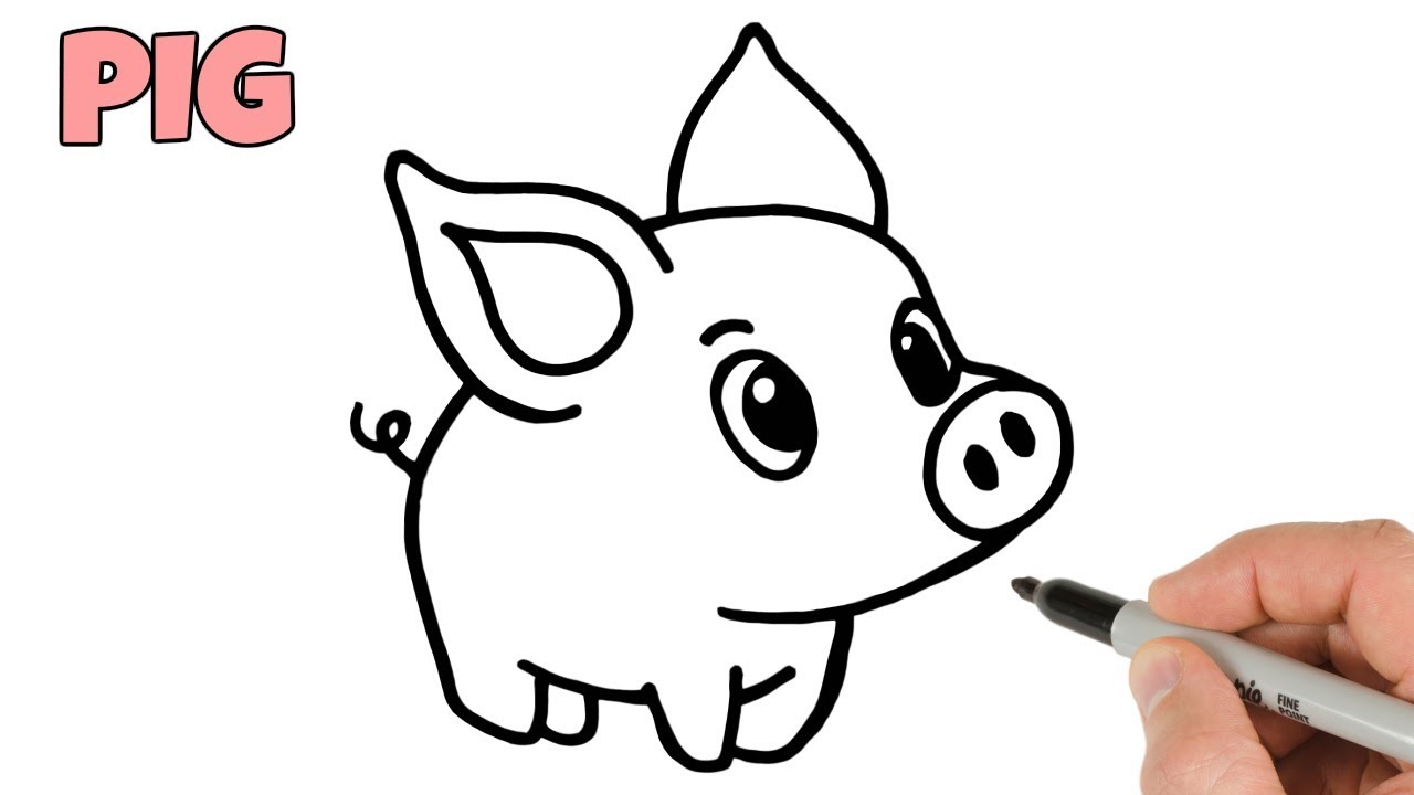Свинка для срисовки. Свинья рисунок карандашом. Свинка для рисования. Поросенок рисунок. Свинка рисунок легкий.