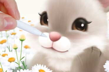 데이지 꽃과 귀여운 토끼 그림 그리기 Daisy flower and cute bunny drawing [speed paint]
