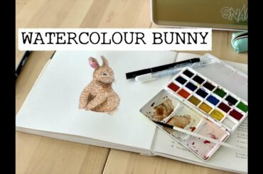 WATERCOLOUR BUNNY RABBIT | PAINTING TECHNIQUES | ART | WHITE GEL PEN | FUR NATURE ANIMALS SHADE