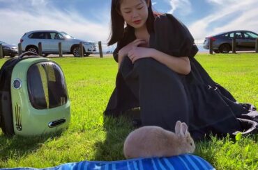 Having picnic with my cute Netherland dwarf bunny VLOG