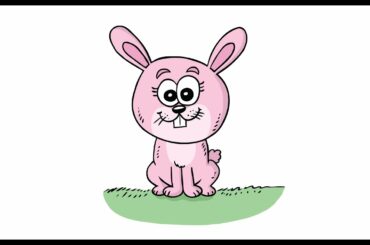 How to draw a Cute Bunny using Two Shapes (Circle and Oval) - Easy Cartoon Drawing School