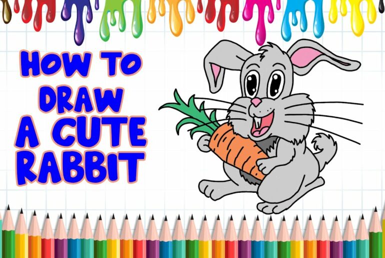 HOW TO DRAW A CUTE RABBIT WITH A CARROT