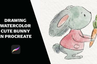 Drawing watercolor cute bunny in Procreate | Procreate brushes demonstration