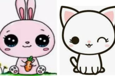 Cute drawing||drawing of bunny and cutie cat||af arts🎨✍🎭💕||cute||
