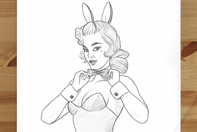 How to draw a bunny girl | pencil sketch drawing | pin up girl drawing tutorial