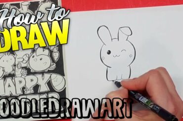 How to Draw a cute Kawaii bunny doodle - easter bunny - things to draw for easter