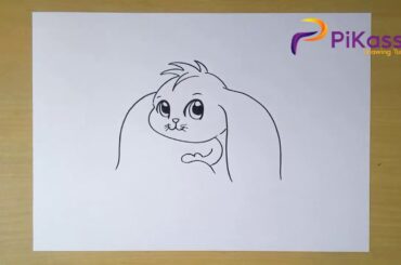 How to Draw Cute Bunny with Big Ears and Coloring
