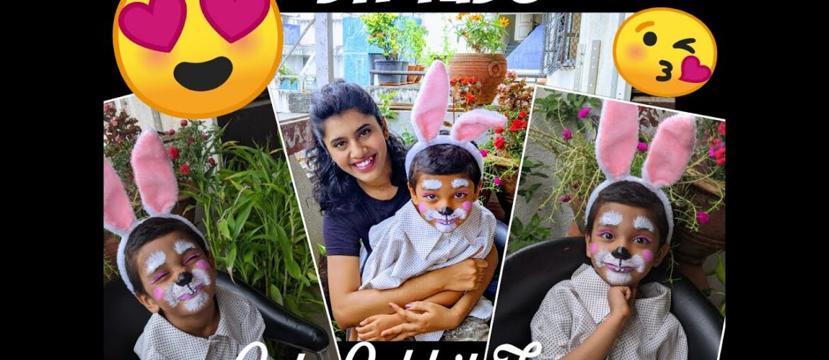 DIY ||CUTE  & EASY RABBIT FACE FOR KIDS || FACE PAINTING || FANCY DRESS OR HALLOWEEN || DRESS UP!!