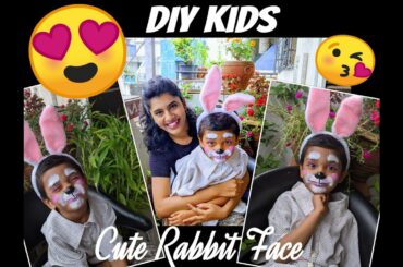 DIY ||CUTE  & EASY RABBIT FACE FOR KIDS || FACE PAINTING || FANCY DRESS OR HALLOWEEN || DRESS UP!!