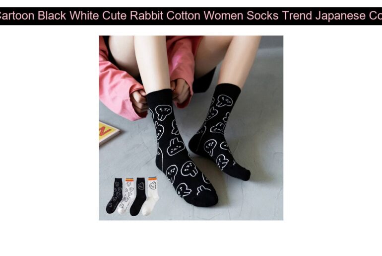 New Cartoon Black White Cute Rabbit Cotton Women Socks Trend Japanese College Style Fashion Persona