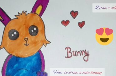 How to draw a cute bunny💜🐰