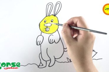 How to draw so cute animals - Cute Bunny Drawing for Kids #58 | HorseColor