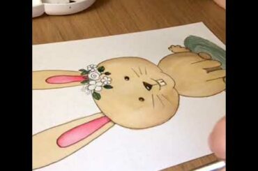 Cute bunny watercolour painting - time lapse painting