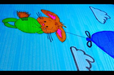how to draw a cute rabbit with balloon step by step