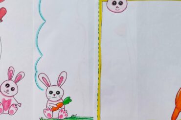 BUNNY| BORDER DESIGNS ON PAPER| HOW TO DRAW CUTE BUNNY| ATTRACTIVE BORDER DESIGNS FOR PROJECT.