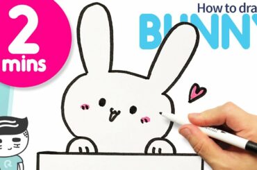 Draw a super cute BUNNY little rabbit easy in 2 minutes step by step